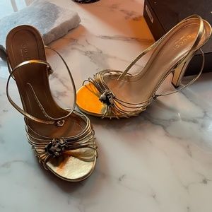 Barely worn Gucci Gold Strappy Stiletto's Size 41